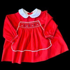 Vintage Polly Flinders Hand Smocked Peter Pan Collar Dress 12 Months